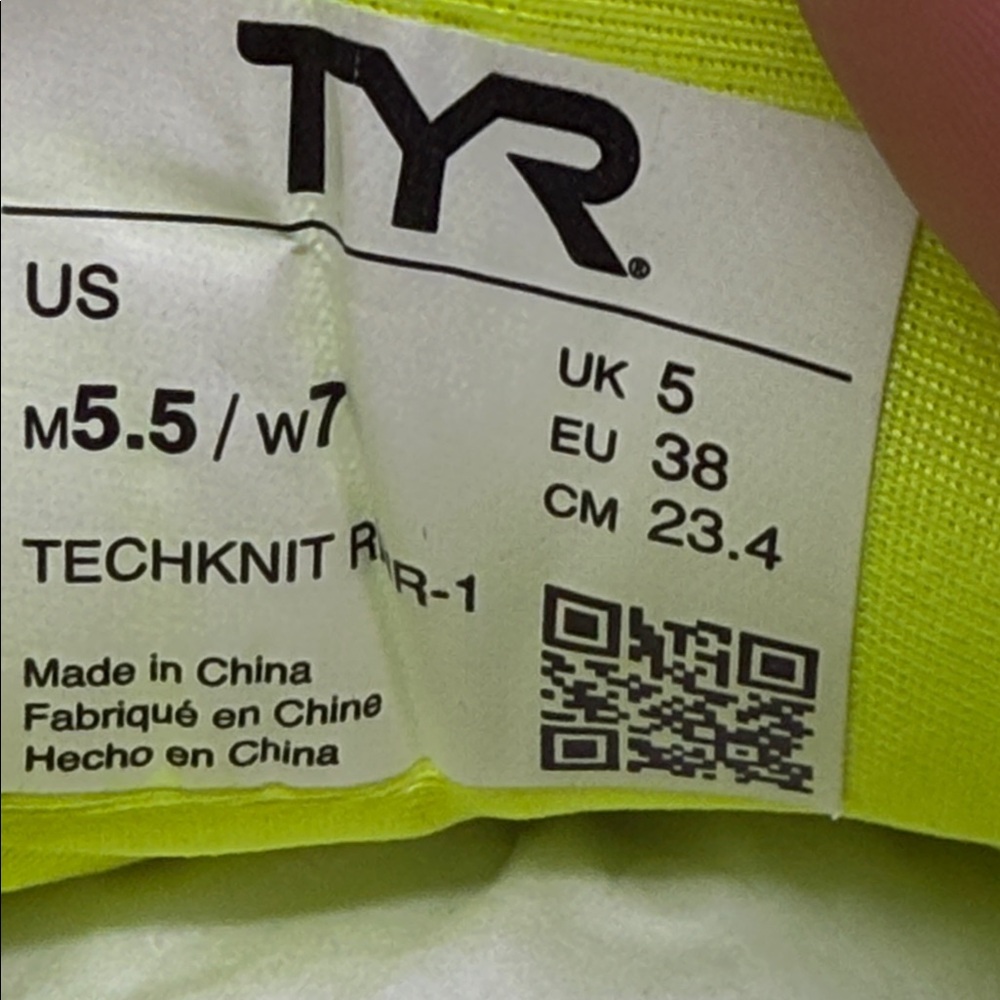 TYR TECHKNIT RNR-1 Running Shoes Womens SIZE 7 -Mens SIZE 5.5 Color Yellow. NWT - Picture 7 of 7